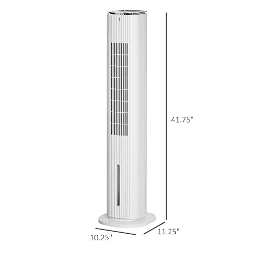 HOMCOM 42" 2-In-1 Evaporative Air Cooler, Portable Cooling Fan for Home Office with 3 Modes, 3 Speeds, Remote Control, Timer, LED Display, 1.3 Gal Water Tank, White