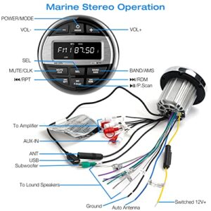 Bluetooth Marine Radio Boat Stereo: Waterproof Boat Audio Receiver - Digital Marine Grade Player with FM AM Radio | USB/AUX-in/MP3 | Subwoofer | Pre-Amp&EQ