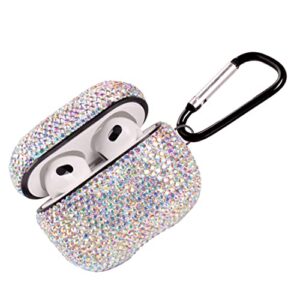 sparkly case compatible with airpods 3rd generation with keychain,shockproof protective premium bling rhinestone cover skin for airpods 3 charging case (ab not pro)