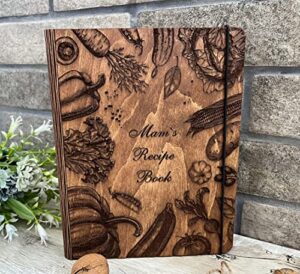 personalized recipe book wooden cookbook blank recipe binder gift daughter and mom her custom recipe journal wooden family book wedding gift (style2)