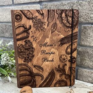 Personalized Recipe Book Wooden Cookbook Blank Recipe Binder Gift Daughter And Mom Her Custom Recipe Journal Wooden Family Book Wedding Gift (Style2)