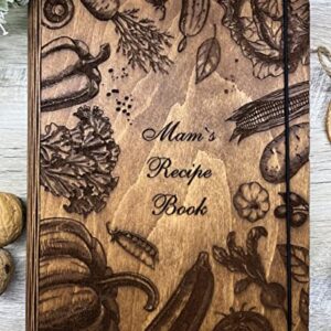 Personalized Recipe Book Wooden Cookbook Blank Recipe Binder Gift Daughter And Mom Her Custom Recipe Journal Wooden Family Book Wedding Gift (Style2)