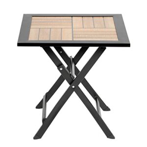 MEMAEMO Small Metal Outdoor Side Table,18” Square Folding Portable Patio End Tables, Mosaic Coffee Tea Bistro Table with Ceramic Tile Top for Living Room,Garden or Yard