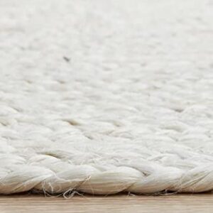 The Knitted Co. 100% Jute Area Rug 4x6 Feet Approx- Braided Design Hand Woven Dyed Off-White Natural Fibers Carpet - Home Decor for Living Room Hallways (4' x 6', Off-White)