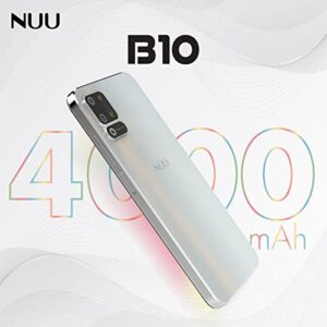 NUU B10 4G LTE Unlocked Android Smartphone | 6.55” HD+ Display | 48MP Triple-Camera | 64GB + 4GB RAM | 4000mAh Battery | Android 11 | Compatible with T-Mobile (White)