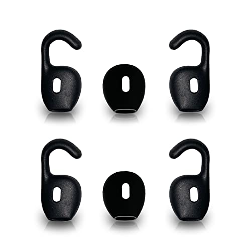 6 Pack Silicone Eargels, Earhook Black, Eargels Earbuds Tips for Jabra Talk 45/ for Stealth/for Boost Bluetooth Headset Headphone Earphones Accessories Pack