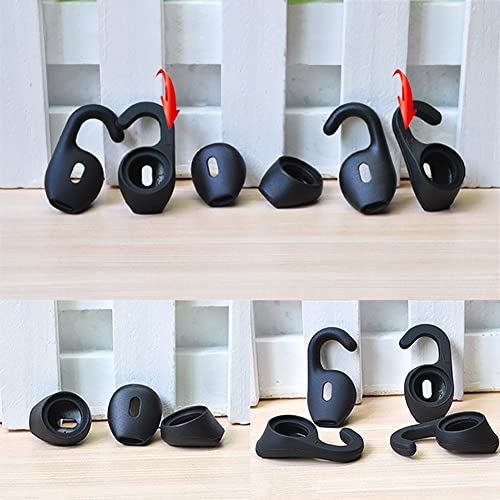 6 Pack Silicone Eargels, Earhook Black, Eargels Earbuds Tips for Jabra Talk 45/ for Stealth/for Boost Bluetooth Headset Headphone Earphones Accessories Pack