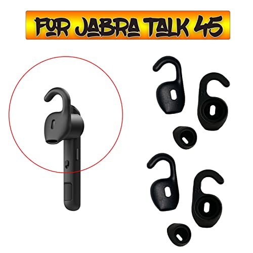 6 Pack Silicone Eargels, Earhook Black, Eargels Earbuds Tips for Jabra Talk 45/ for Stealth/for Boost Bluetooth Headset Headphone Earphones Accessories Pack