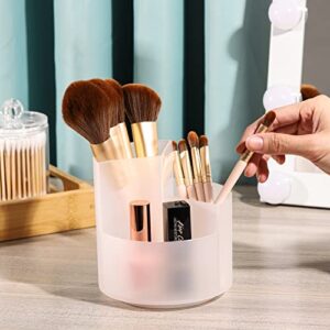 LoveBB 360 Rotating Pencil Pen Holder - 3 Slot Makeup/Cosmetics Brushes Storage Organizer Cup for Desk Table Vanity Countertops, Clear