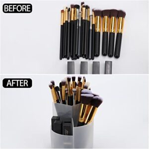 LoveBB 360 Rotating Pencil Pen Holder - 3 Slot Makeup/Cosmetics Brushes Storage Organizer Cup for Desk Table Vanity Countertops, Clear