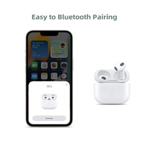 Jinstyles Upgraded Wireless Charging Case Compatible with 3rd Generation, Case Replacement Compatible for 3rd Generation, Wireless Charger Case Air Pods 3 with Bluetooth Pairing Sync Button, White