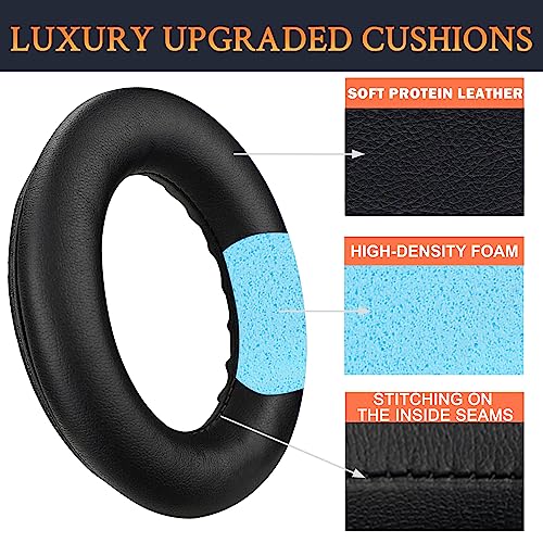 SOULWIT Professional Ear Pads Cushions Replacement for Bose QuietComfort 45 (QC45)/QuietComfort SE (QC SE) Over-Ear Headphones, Earpads with Softer Protein Leather, Noise Isolation Foam (Black)