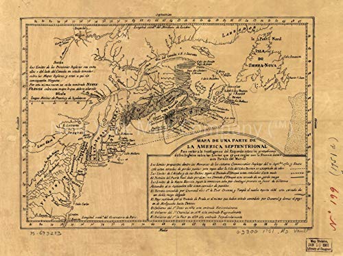 1751 Map| Mapa de una parte de la America Septentrional| Manuscript Maps, Manuscript|N