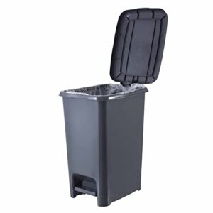 Superio Slim Trash Can with Foot Pedal – 16 Gallon Step-On Trash Can, Tall Plastic Garbage Can, Extra Large Trash Can for Bathroom, Kitchen, Office, Patio, or Backyard – Onyx Grey