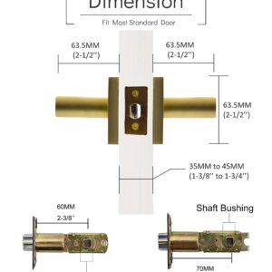 Linkaa Privacy Door Lever Gold Stain Brass Square Shape Door Handles Lever with Lock, Keyless Door Lock, Privacy Function Exterior/Interior Door Handles. (1, Privacy (Keyless Lock))