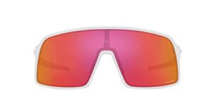 oakley men's oo9406 sutro rectangular sunglasses, polished white/prizm field, 37 mm