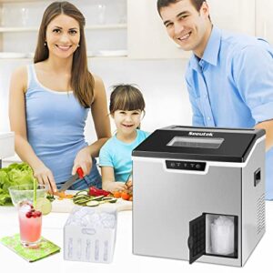 Seeutek 2 in 1 Ice Maker Machine Countertop and Ice Shaver Machine Crushed Ice Maker 18 Cubes/11Mins 44lbs/Day Automatic and Manual Water Filling for Home Office Kitchen and Commercial Use