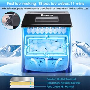 Seeutek 2 in 1 Ice Maker Machine Countertop and Ice Shaver Machine Crushed Ice Maker 18 Cubes/11Mins 44lbs/Day Automatic and Manual Water Filling for Home Office Kitchen and Commercial Use