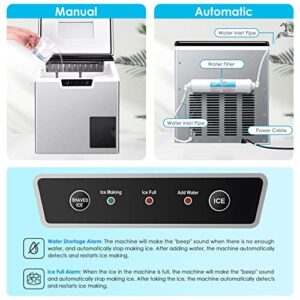 Seeutek 2 in 1 Ice Maker Machine Countertop and Ice Shaver Machine Crushed Ice Maker 18 Cubes/11Mins 44lbs/Day Automatic and Manual Water Filling for Home Office Kitchen and Commercial Use