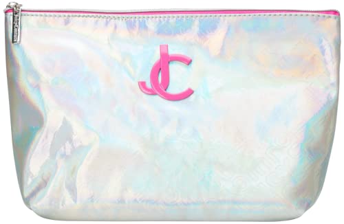 Juicy Couture Women's Cosmetics Bag - Travel Makeup and Toiletries Top Zip Wedge Pouch, Size One Size, Metallic