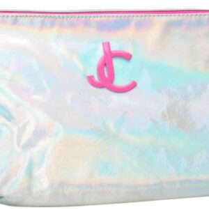Juicy Couture Women's Cosmetics Bag - Travel Makeup and Toiletries Top Zip Wedge Pouch, Size One Size, Metallic