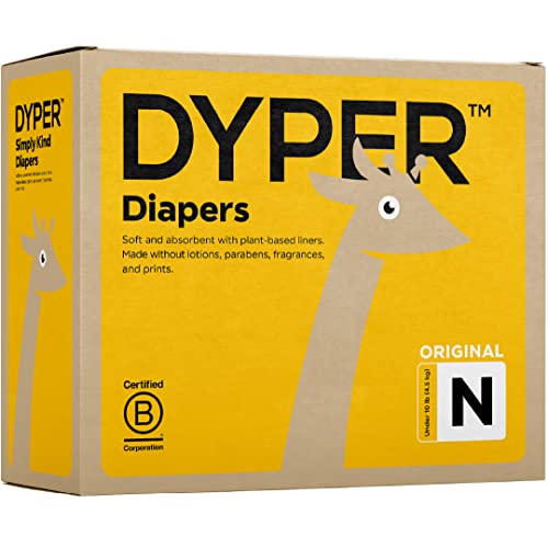 DYPER Viscose from Bamboo Baby Diapers Size Newborn | Honest Ingredients | Cloth Alternative | Day & Overnight | Made with Plant-Based* Materials | Hypoallergenic for Sensitive Newborn Skin, Unscented