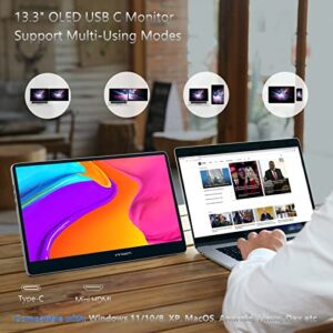 INNOCN 13.3" OLED Portable Monitor 1080P FHD USB C Laptop Monitor HDMI Computer Display HDR Gaming Monitor w/Detachable Stand & Speakers, External Monitor for Laptop PC Mac Tablet PS4 Xbox Switch