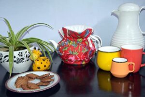 marusthali tea pots cozy-kettle cover for teapots keep warm tea pot dust cover home kitchen décor 5.9" x 7.8" (red)