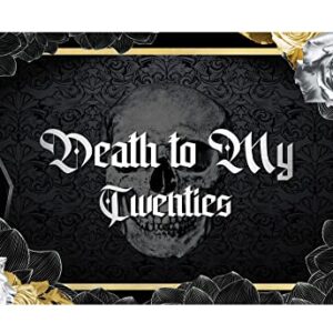 Funnytree Death to My Twenties Theme Backdrop for Thirties Birthday RIP to My 20s Youth Gothic Skull Coffin Black Party Background Decorations Banner Cake Table Photography Studio Props