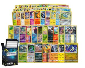 lightning card collection value pack - includes 50 cards and a deck box compatible with pokemon cards