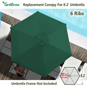 YardGrow 8.2ft 6 Ribs Patio Umbrella Replacement Canopy Market Umbrella Top Fit Outdoor Umbrella Canopy (Canopy Only) (Green)