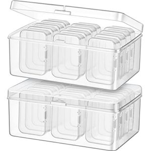 24 pcs small bead organizer plastic bead storage containers clear plastic storage case craft containers with 2 pcs hinged lid clear craft cases (6.69 x 4.06 x 2.76 inch, 2.56 x 1.77 x 0.79 inch)