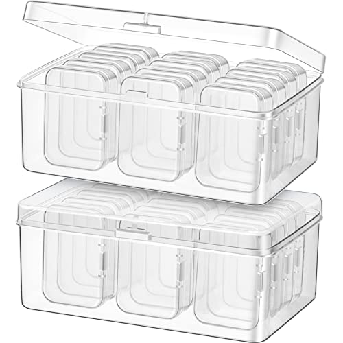 24 Pcs Small Bead Organizer Plastic Bead Storage Containers Clear Plastic Storage Case Craft Containers with 2 Pcs Hinged Lid Clear Craft Cases (6.69 x 4.06 x 2.76 Inch, 2.56 x 1.77 x 0.79 Inch)