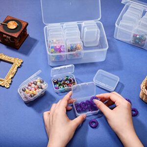 24 Pcs Small Bead Organizer Plastic Bead Storage Containers Clear Plastic Storage Case Craft Containers with 2 Pcs Hinged Lid Clear Craft Cases (6.69 x 4.06 x 2.76 Inch, 2.56 x 1.77 x 0.79 Inch)