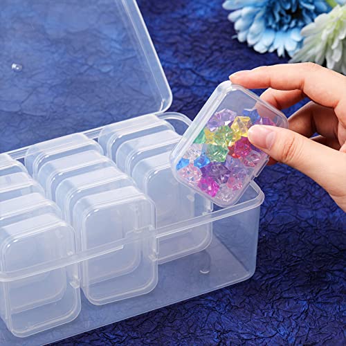 24 Pcs Small Bead Organizer Plastic Bead Storage Containers Clear Plastic Storage Case Craft Containers with 2 Pcs Hinged Lid Clear Craft Cases (6.69 x 4.06 x 2.76 Inch, 2.56 x 1.77 x 0.79 Inch)