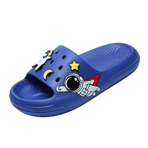 eliogn slide sandals for boys and girls anti-slip pillow slippers ultra light home slippers shower summer sandals water shoes (little kid/big kid) royal blue-astronaut 3637