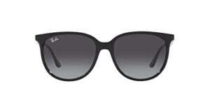 ray-ban women's rb4378f low bridge fit square sunglasses, black/grey gradient, 54 mm
