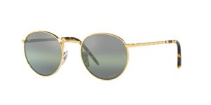 ray-ban rb3637 new round sunglasses, legend gold/polarized clear gradient dark green, 53 mm