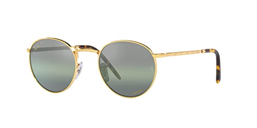 Ray-Ban RB3637 New Round Sunglasses, Legend Gold/Polarized Clear Gradient Dark Green, 53 mm