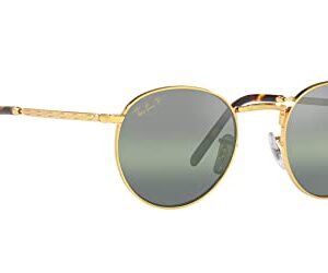 Ray-Ban RB3637 New Round Sunglasses, Legend Gold/Polarized Clear Gradient Dark Green, 53 mm