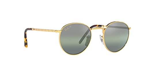 Ray-Ban RB3637 New Round Sunglasses, Legend Gold/Polarized Clear Gradient Dark Green, 53 mm