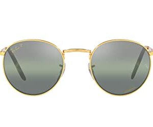 Ray-Ban RB3637 New Round Sunglasses, Legend Gold/Polarized Clear Gradient Dark Green, 53 mm