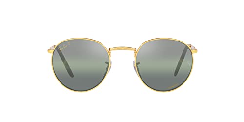 Ray-Ban RB3637 New Round Sunglasses, Legend Gold/Polarized Clear Gradient Dark Green, 53 mm