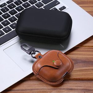 Airpods 3 Case Leather, Maxjoy for Airpods 3rd Case Cover 2021 AirPod Gen 3 Protective Cover with Keychain Compatible with Apple Airpods Generation 3rd 2021 (Front LED Visible), Brown