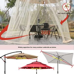 DLATRE Umbrella Mosquito Netting for Patio Umbrella Canopy Curtains Mesh Net Cover Outdoor 9FT-10FT Bug Net with Zipper Door and Adjustable Rope(Beige)