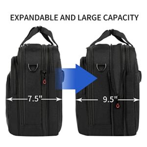 KROSER Laptop Bag 17.3 Inch Premium Laptop Briefcase, Expandable Water Repellent Laptop Shoulder Messenger Bag Durable Computer Case for Business/Travel/Men/Women (Black/Red)
