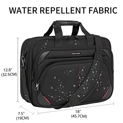 KROSER Laptop Bag 17.3 Inch Premium Laptop Briefcase, Expandable Water Repellent Laptop Shoulder Messenger Bag Durable Computer Case for Business/Travel/Men/Women (Black/Red)