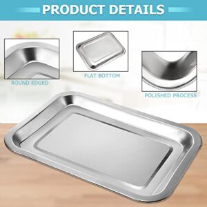 6 Pack Stainless Steel Tray Sturdy Baking Pans Metal Tray Baking Sheets Safe Cookie Sheet Toaster Oven Pan Rectangle 10.4 x 7.6 x 0.7 Inch for Kitchen Cooking, Easy Clean