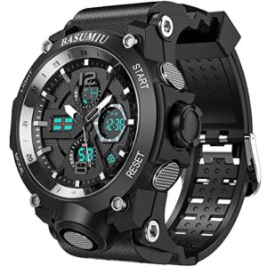 basumiu mens sports watches waterproof analog digital sports watch electronic tactical army watches for men