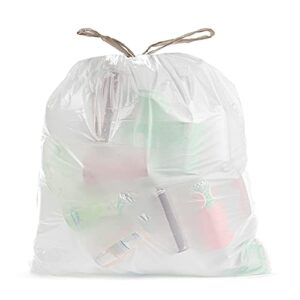 aluf plastics 18 gallon 2.0 mil white drawstring trash bags - 25" x 28" - pack of 50 - for home, outdoor, industrial, & commercial